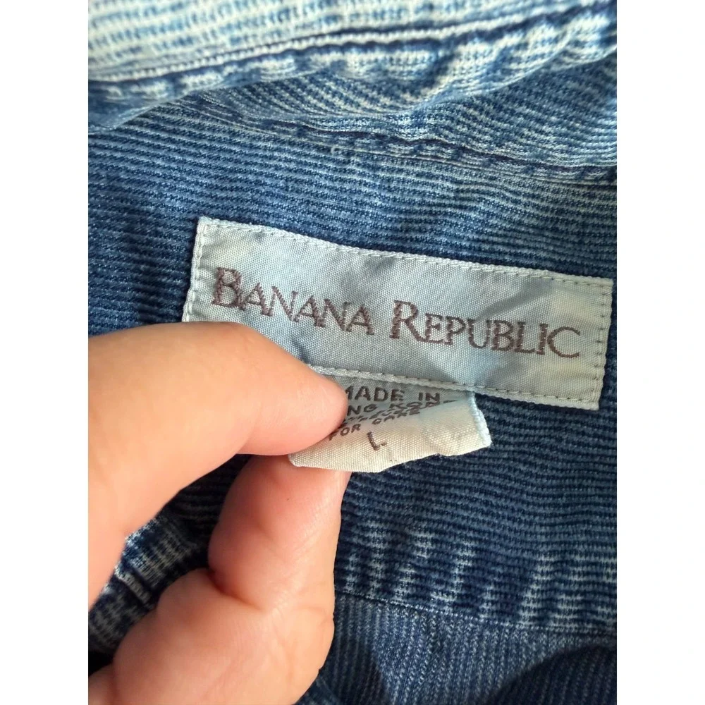 VTG Banana Republic Shirt Mens Large Blue Denim Corduroy Chambray Western